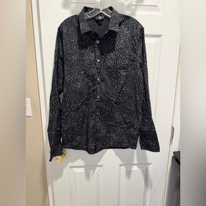 VOLCOM Black Grey Polka Dotted Button Up Shirt